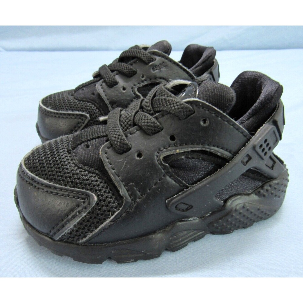 NIKE Air Huarache TRIPLE BLACK Mesh SLIP-ON Toddler ATHLETIC SHOES SNEAKERS 4C